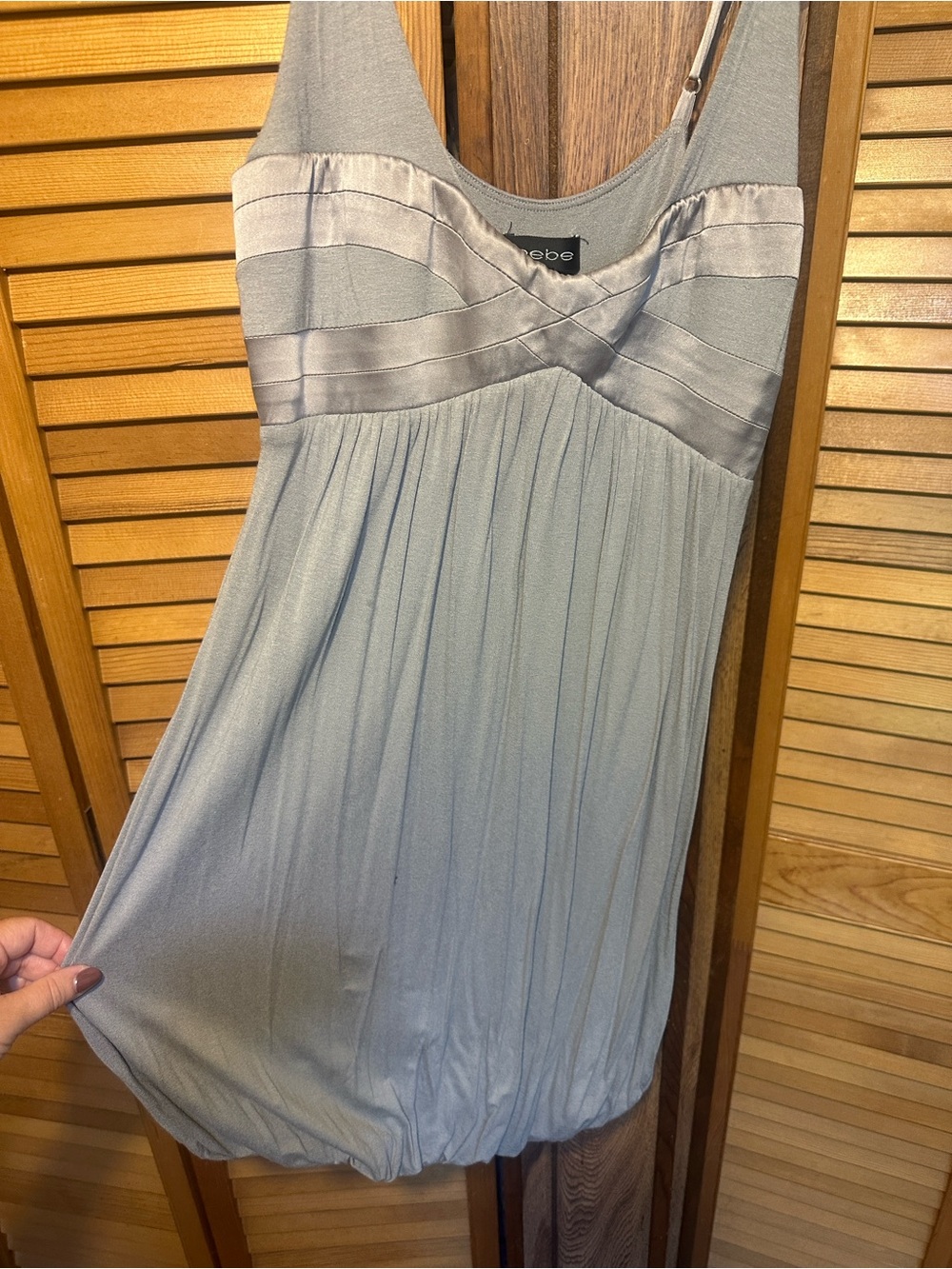 bebe Light Gray Pleated Mini Dress